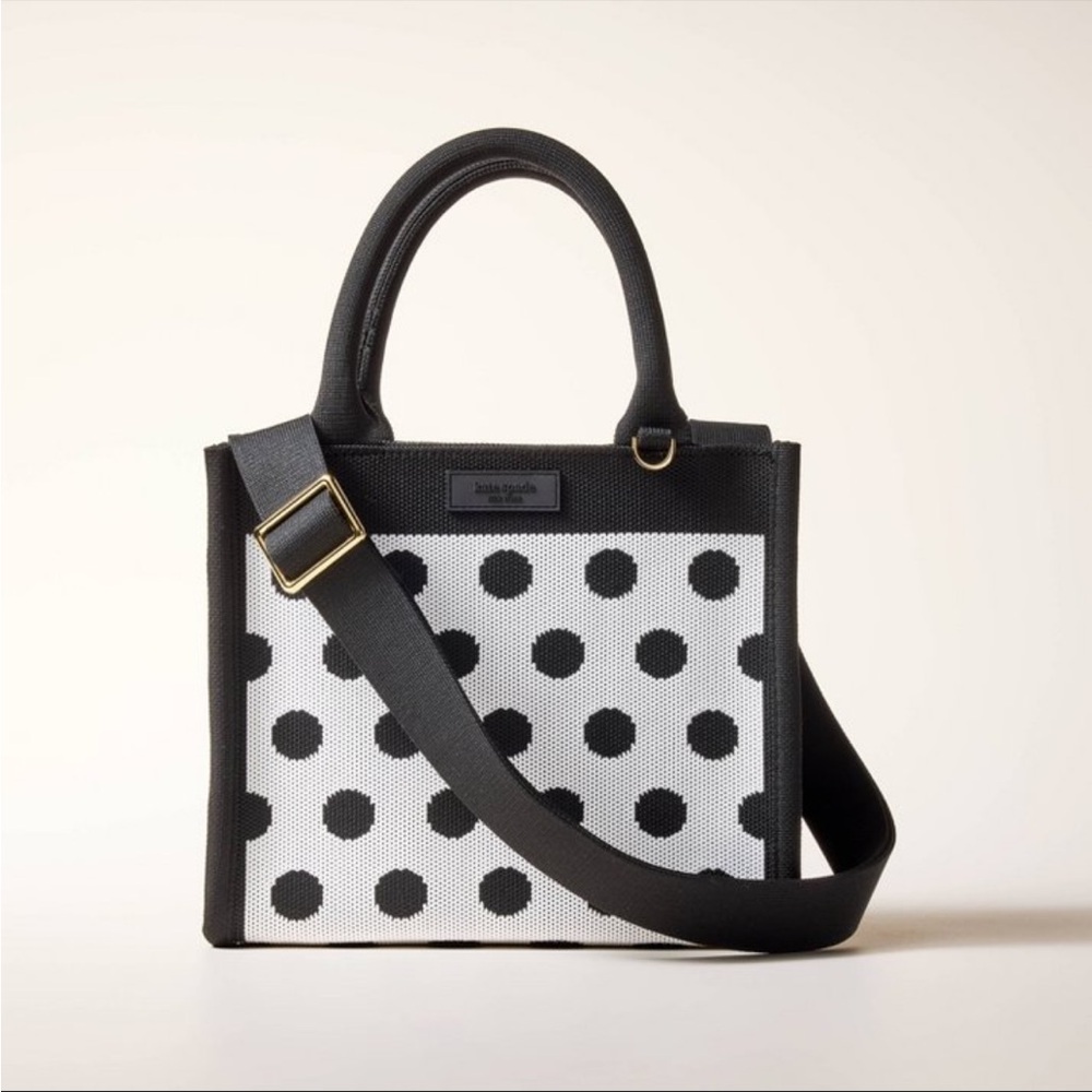 Kate Spade Polka Dot Knit Crossbody Bag in White/Black